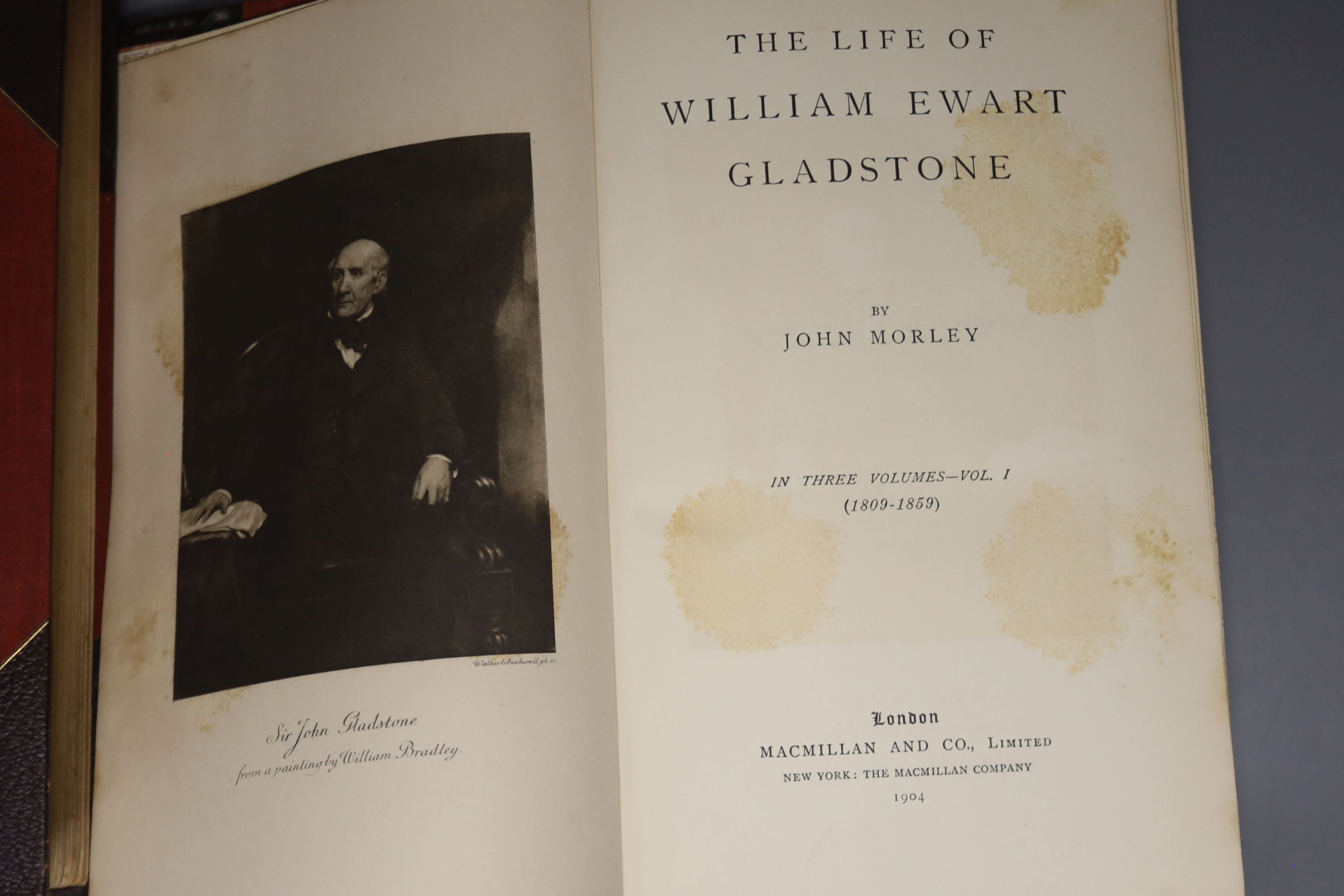 Morley, John - The Life of William Ewart Gladstone, 3 vols, 8vo, half calf, MacMillan, 1904